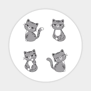 Funny Cute Tabby Grey cats Magnet